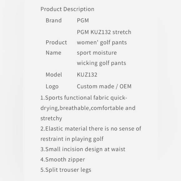 PGM Pro Golf Master Red Moisture Wicking Flared Golf Pants Size S/27 NWT - Picture 13 of 14